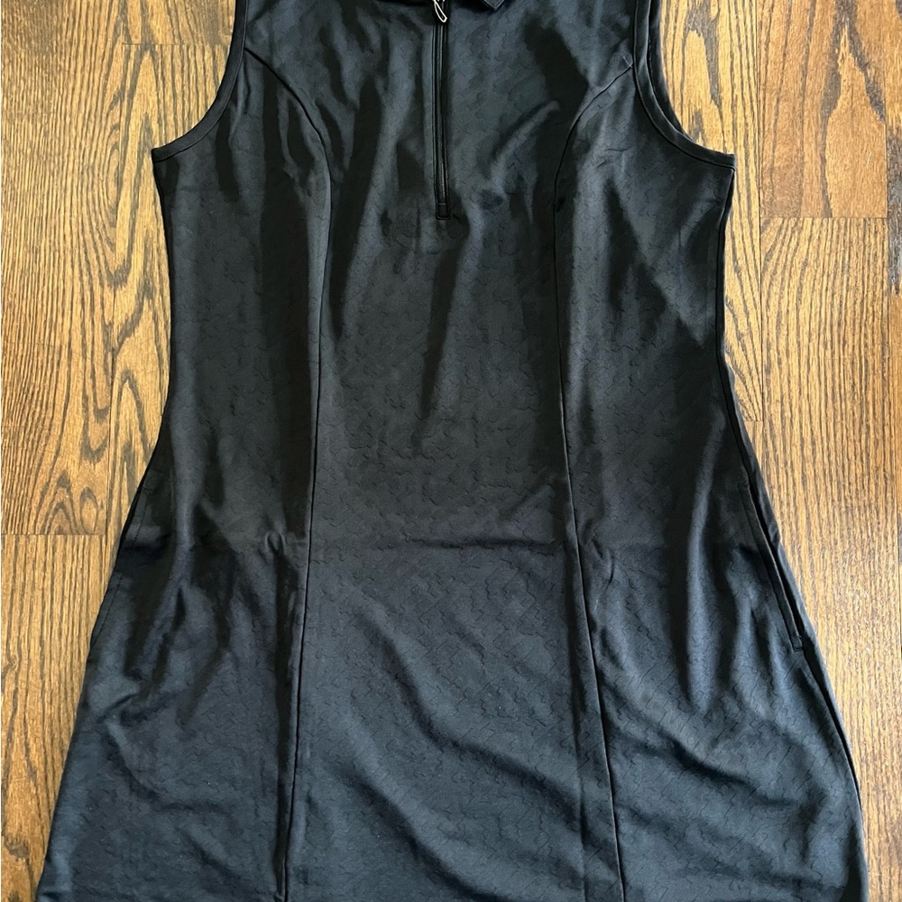 Greg Norman Sleeveless Black Golf Dress with Zip Collar size large new NWT